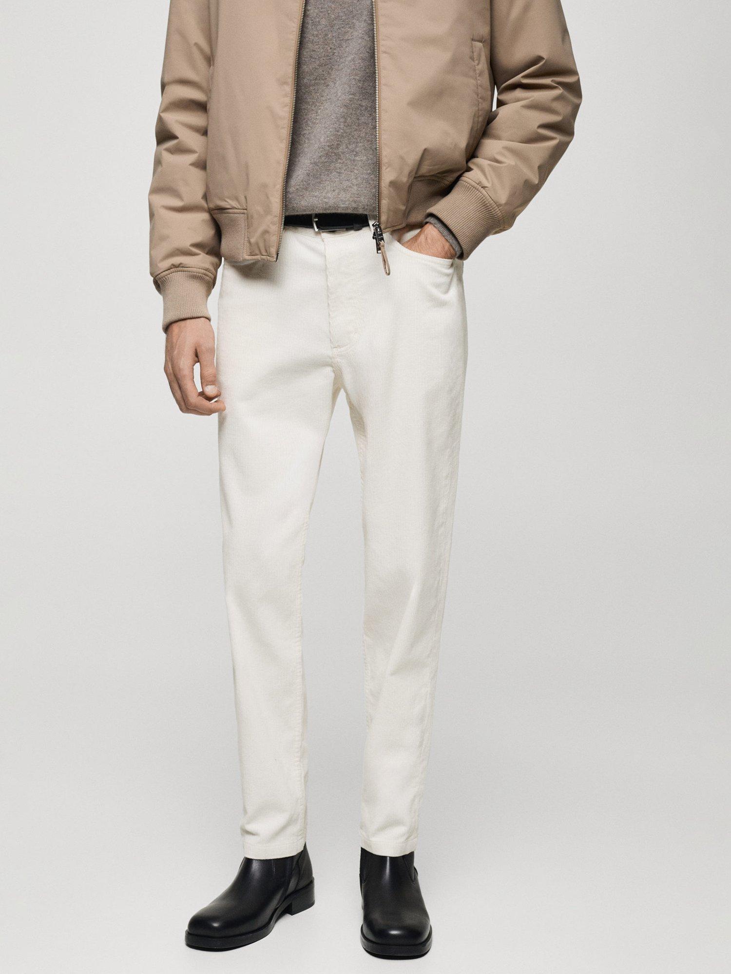 Product image 1 of 8, which shows Mango Chicago Corduroy Trousers, Natural White, 31