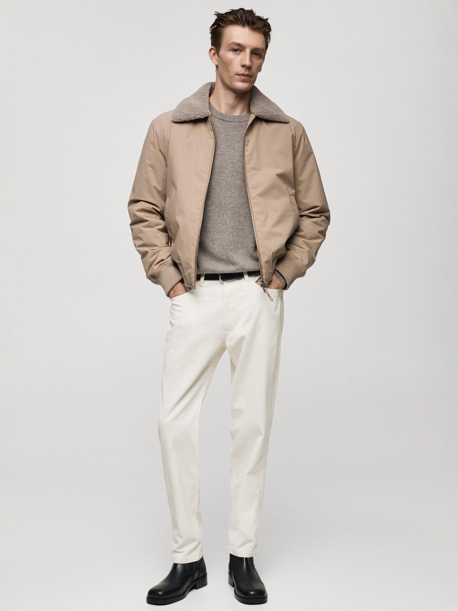 Product image 2 of 8, which shows Mango Chicago Corduroy Trousers, Natural White, 31