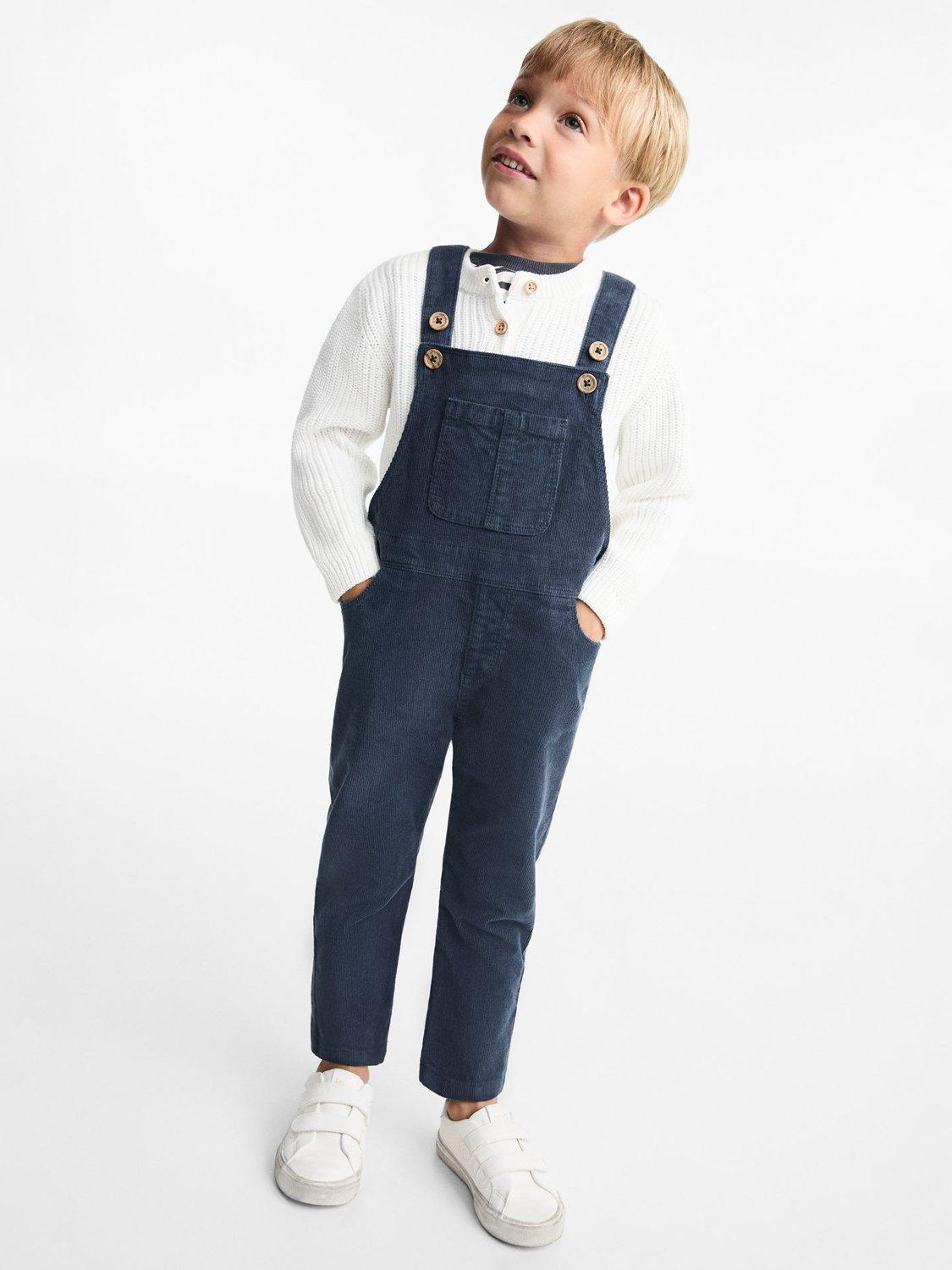 Mango Kids' Kiri Corduroy Dungarees, Blue