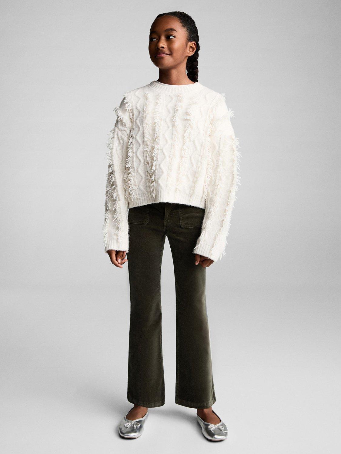 Product image 1 of 6, which shows Mango Kids' Velvet Trousers, Khaki, 6 years