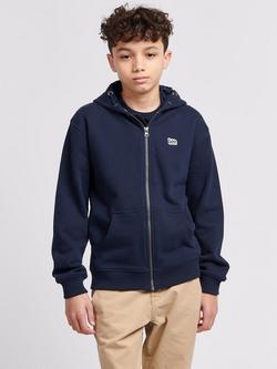 Lee Kids' Badge Zip Up Hoodie, Navy Blazer, Navy Blazer
