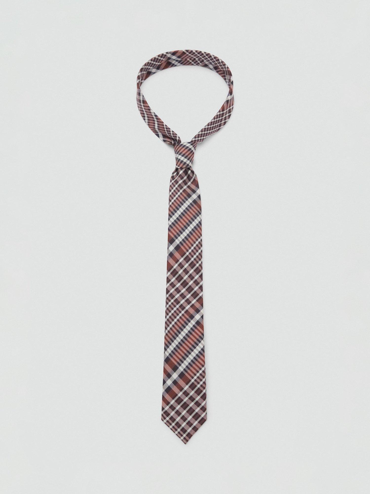 Mango Sami Check Tie, Brown Multi