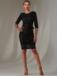 Jolie Moi Sleeved Sequin Embellished Shift Dress, Black