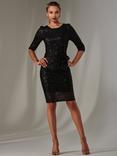 Jolie Moi Sleeved Sequin Embellished Shift Dress, Black