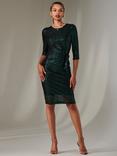 Jolie Moi Sequin Ruched Shift Dress, Black/Green