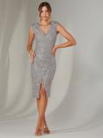 Jolie Moi Demi Sequin Wrap Bodycon Dress, Silver