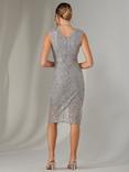 Jolie Moi Demi Sequin Wrap Bodycon Dress, Silver