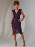 Jolie Moi Deja Sequin Midi Dress, Dark Purple