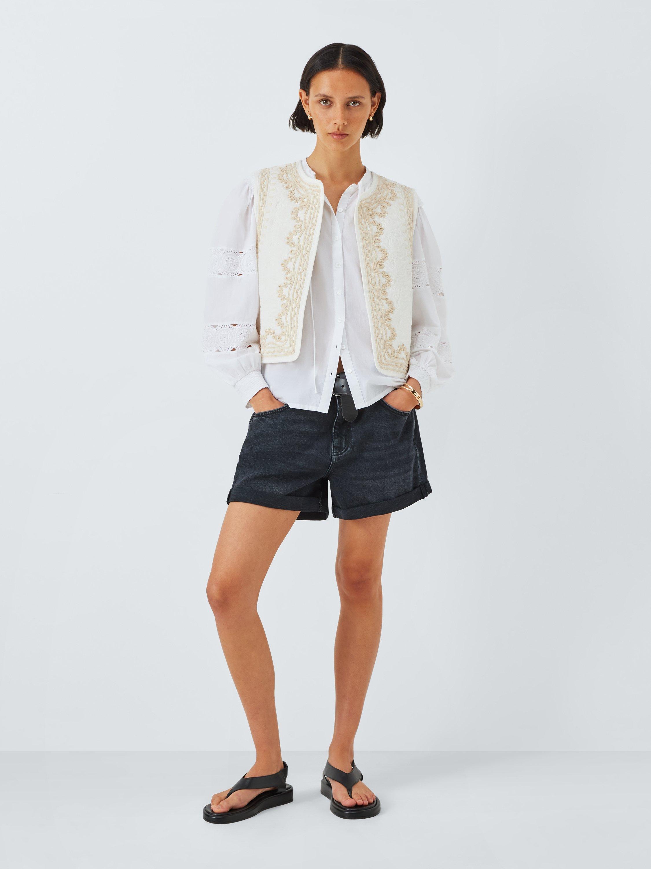 AND/OR Isla Embroidered Waistcoat, White