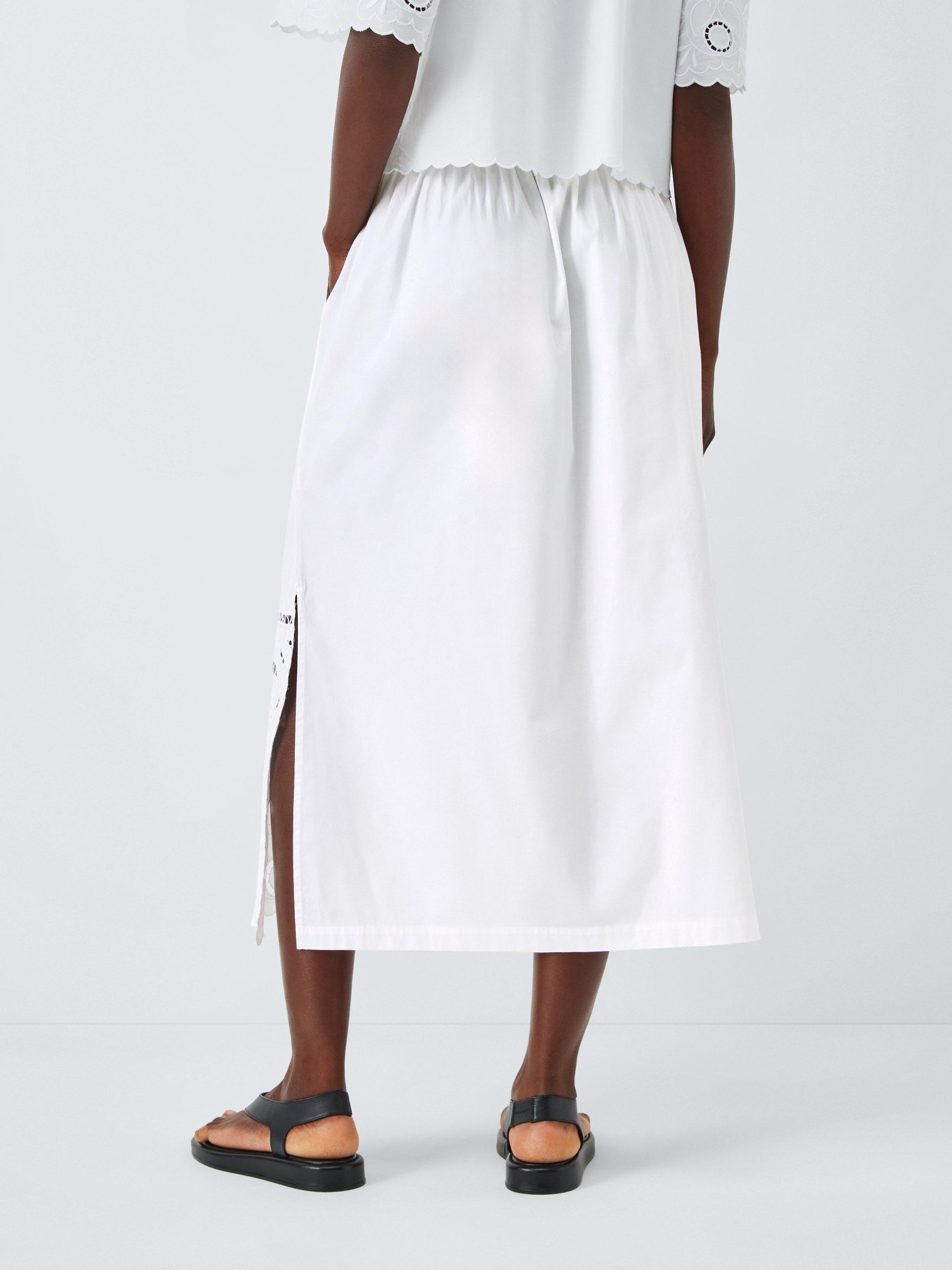 Product image 2 of 6, which shows AND/OR Effie Embroidered Cotton Blend Skirt, White, 6