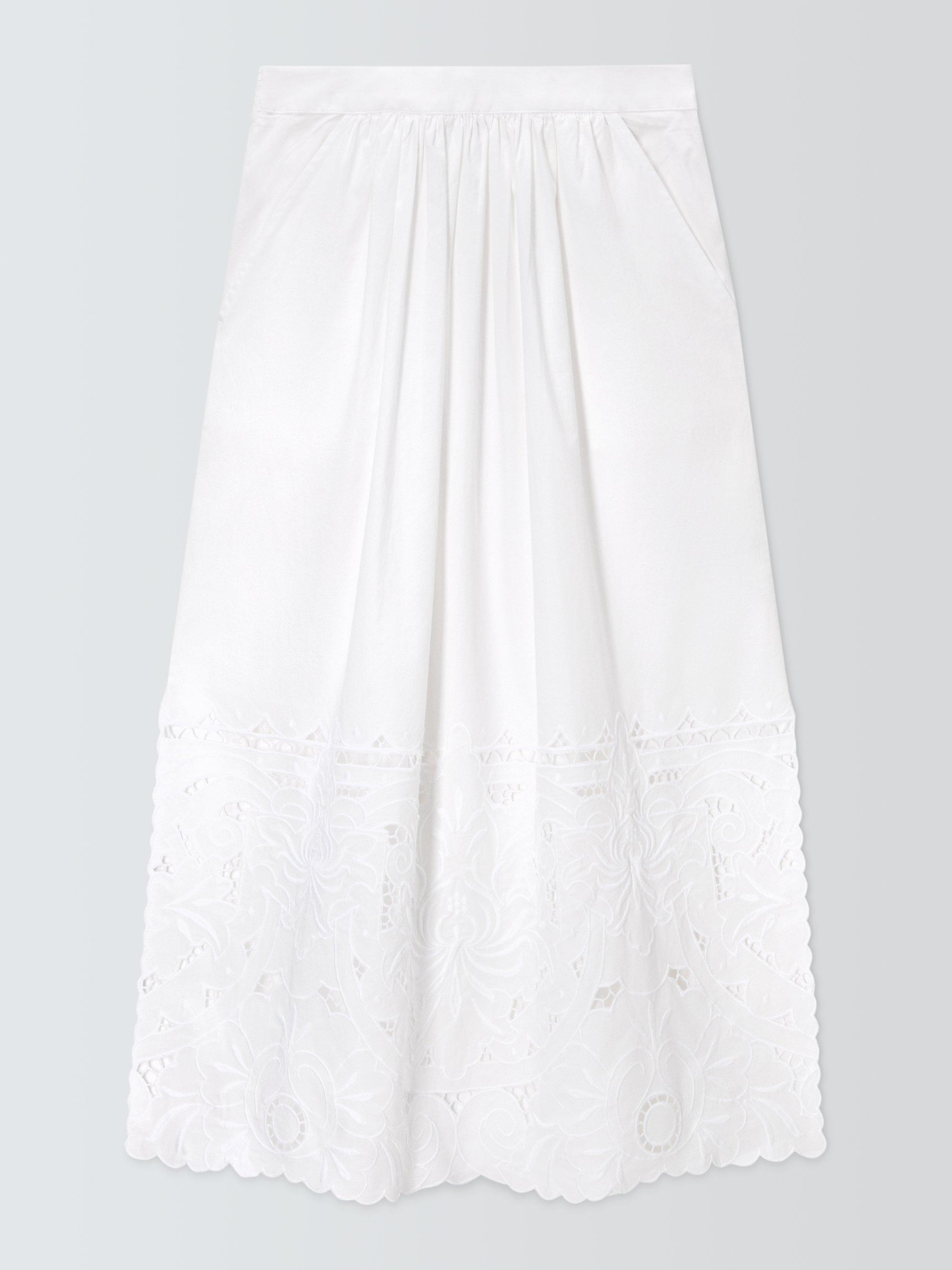 Product image 4 of 6, which shows AND/OR Effie Embroidered Cotton Blend Skirt, White, 6