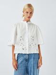 AND/OR Embroidered Cutwork Scallop Top, White