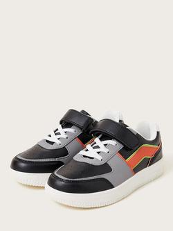 Monsoon Kids' Colourblock Trainers, Purple/Multi - view 2, Black/Multi