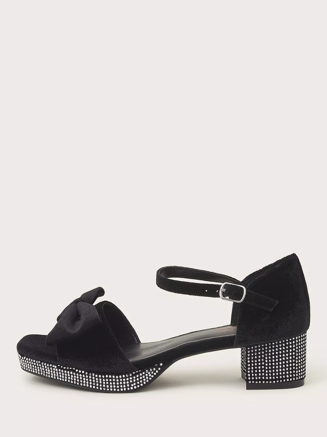 Monsoon Kids Velvet Platform Heeled Shoes Black