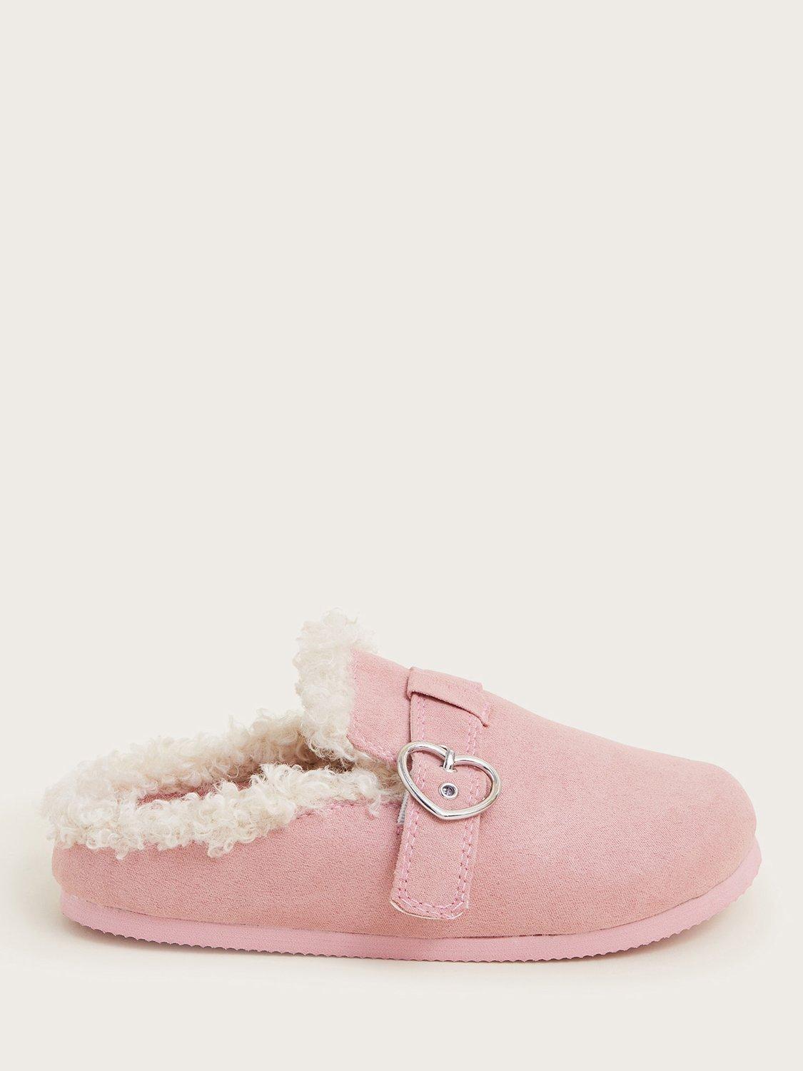Monsoon Kids' Heart Buckle Suedette Mule Slippers, Pink
