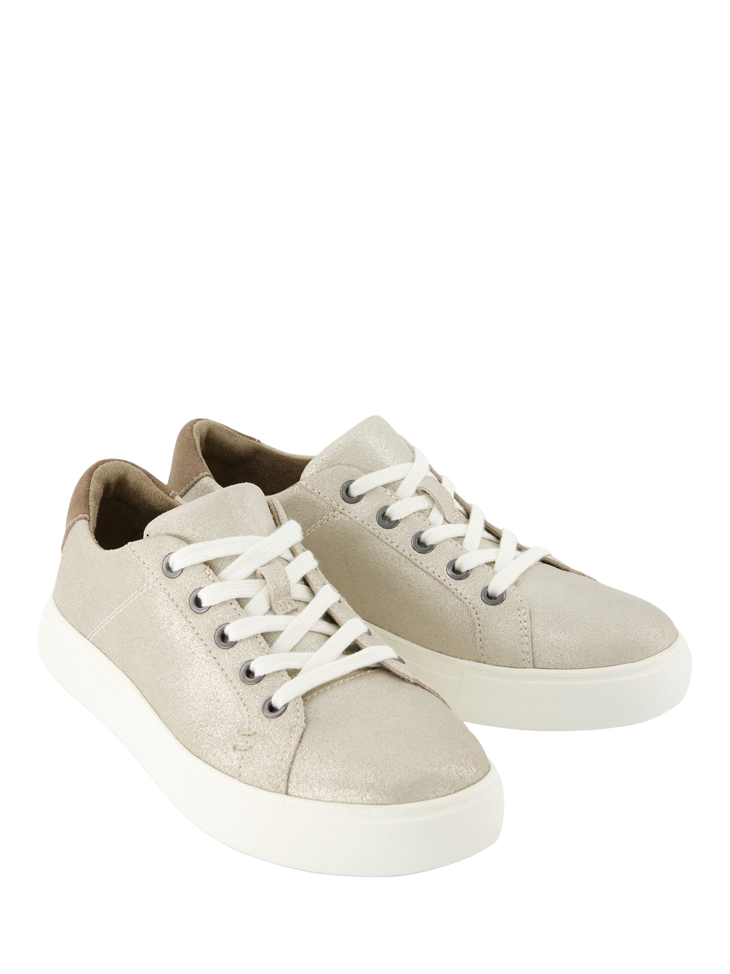 Product image 2 of 3, which shows TOMS Kameron Metallic Leather Trainers, Champagne, 4