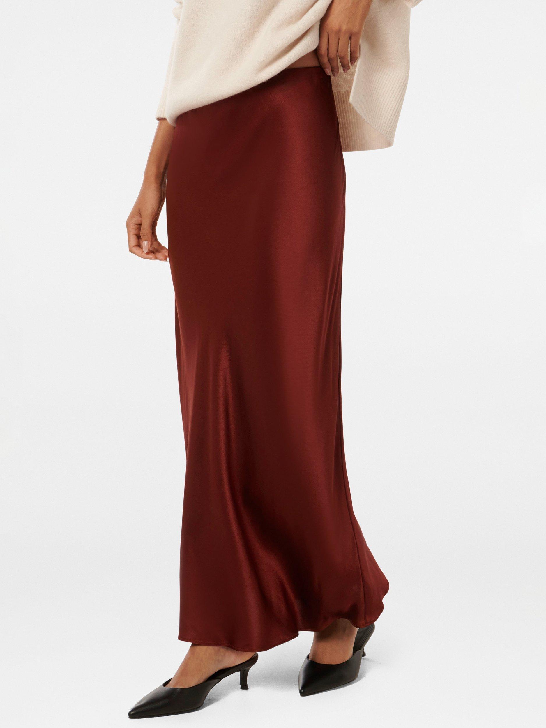 Product image 3 of 5, which shows Forever New Petite Prue Satin Bias Midaxi Skirt, Burnt Red, 4
