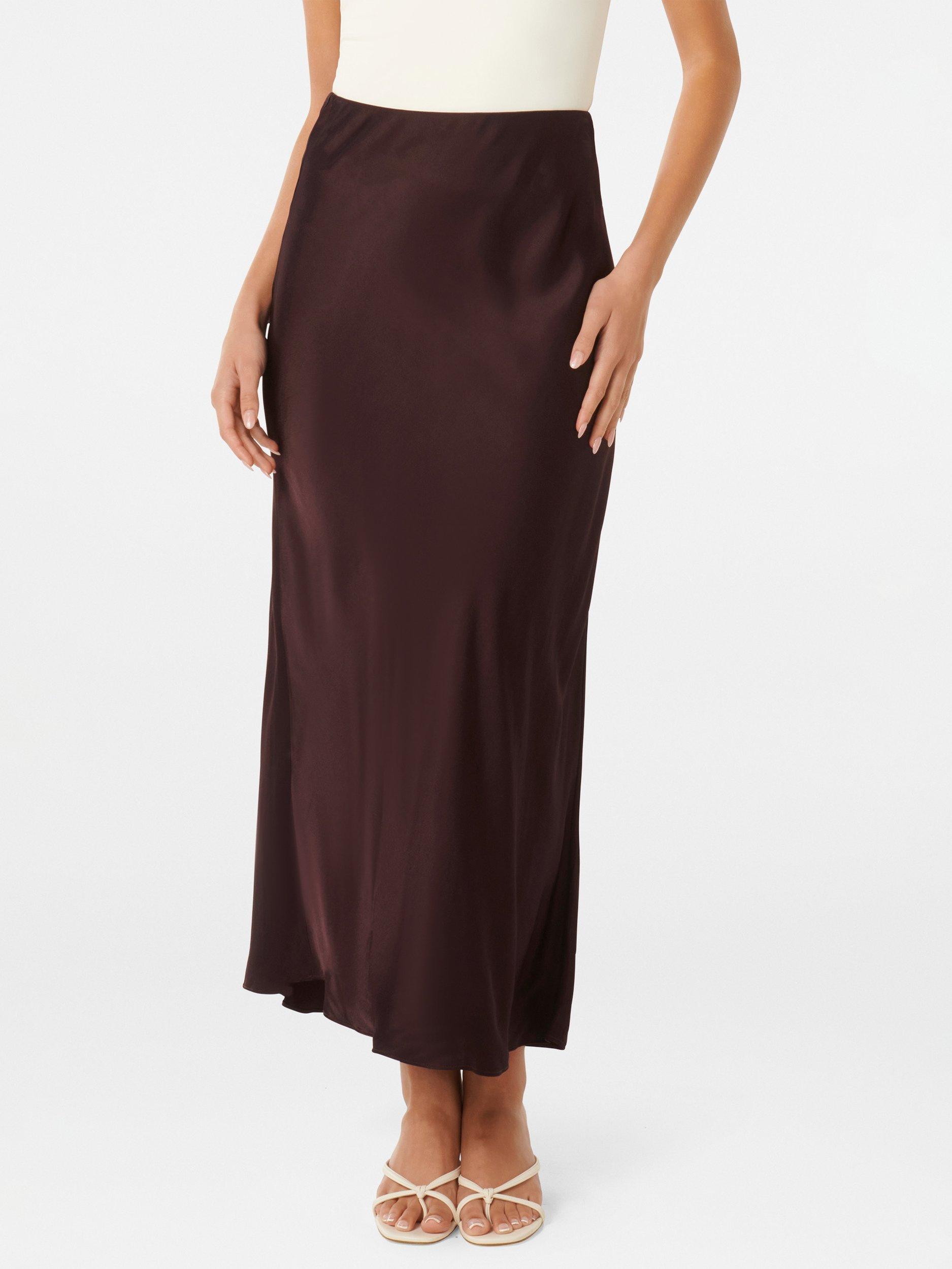 Product image 5 of 5, which shows Forever New Prue Satin Bias Midaxi Skirt, Bitter Cherry, 4