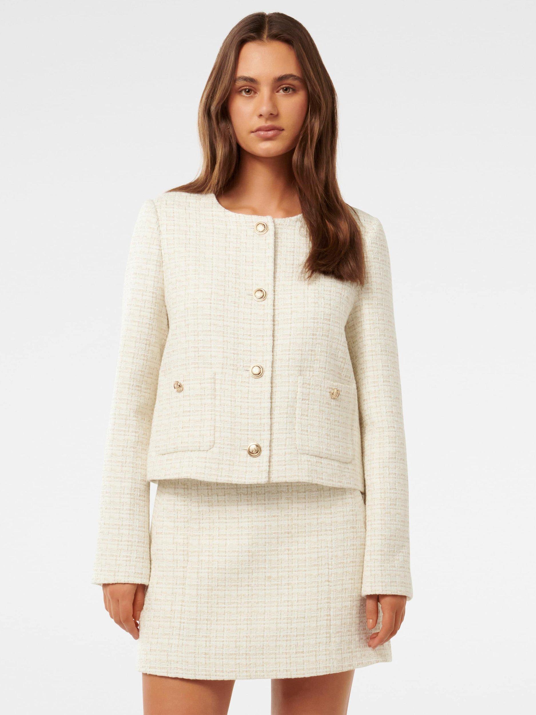 Product image 5 of 5, which shows Forever New Linda Boucle Jacket, White/Gold Suit, 4
