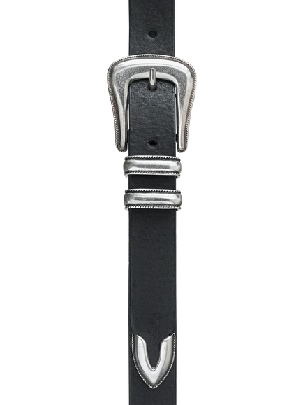 Nudie Jeans Western Leather Belt, Dark Brown - view 2, Black