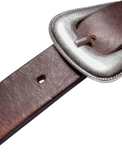 Nudie Jeans Western Leather Belt, Dark Brown - view 2, Dark Brown