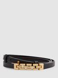 Reiss Hallie Leather Chain Belt, Black