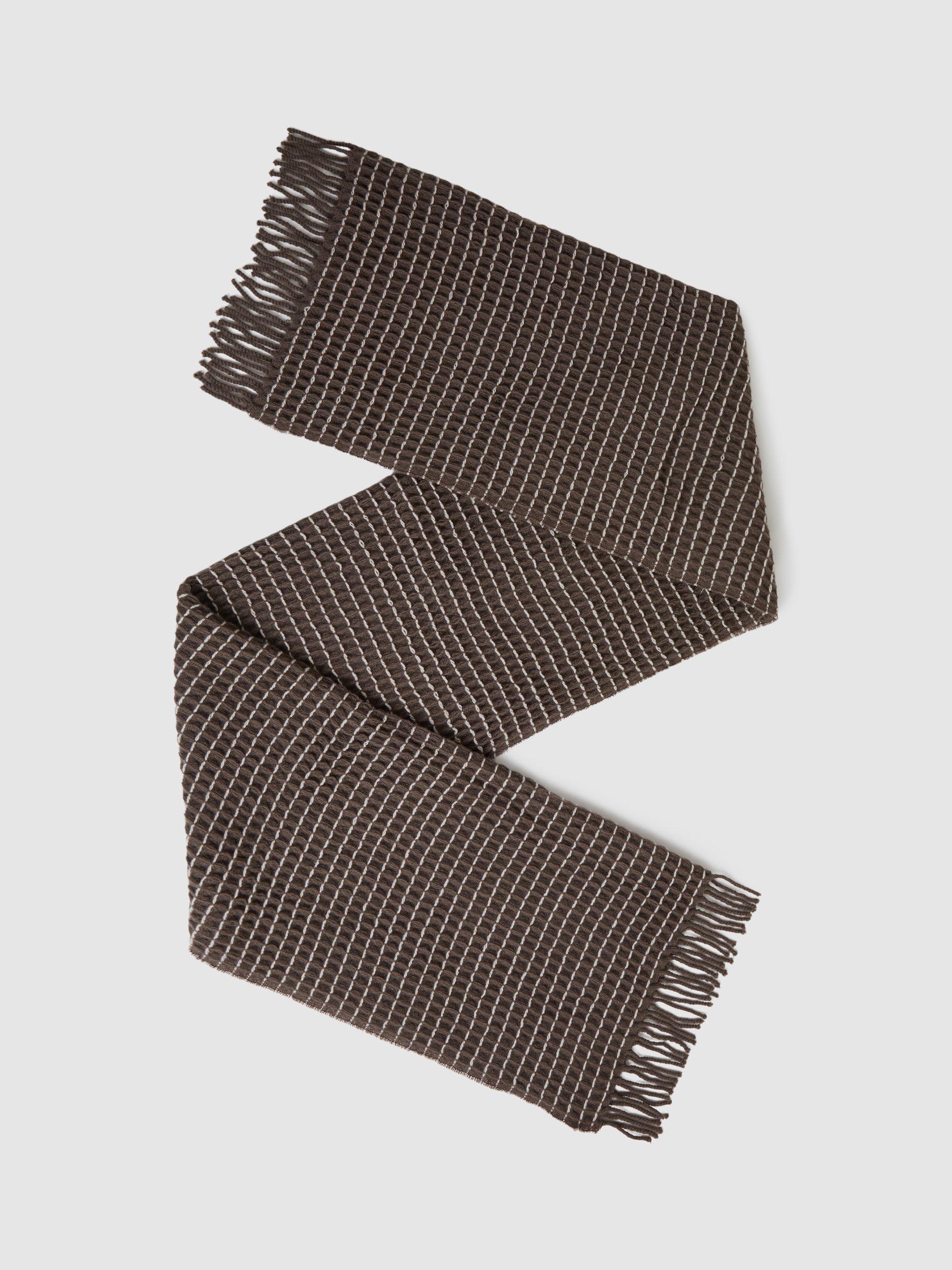 Reiss Norah Wool Waffle Scarf, Taupe, One Size
