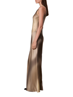 rag & bone Daisy Satin Bias Cut Maxi Dress, Brown/Multi - view 2, Brwmulti