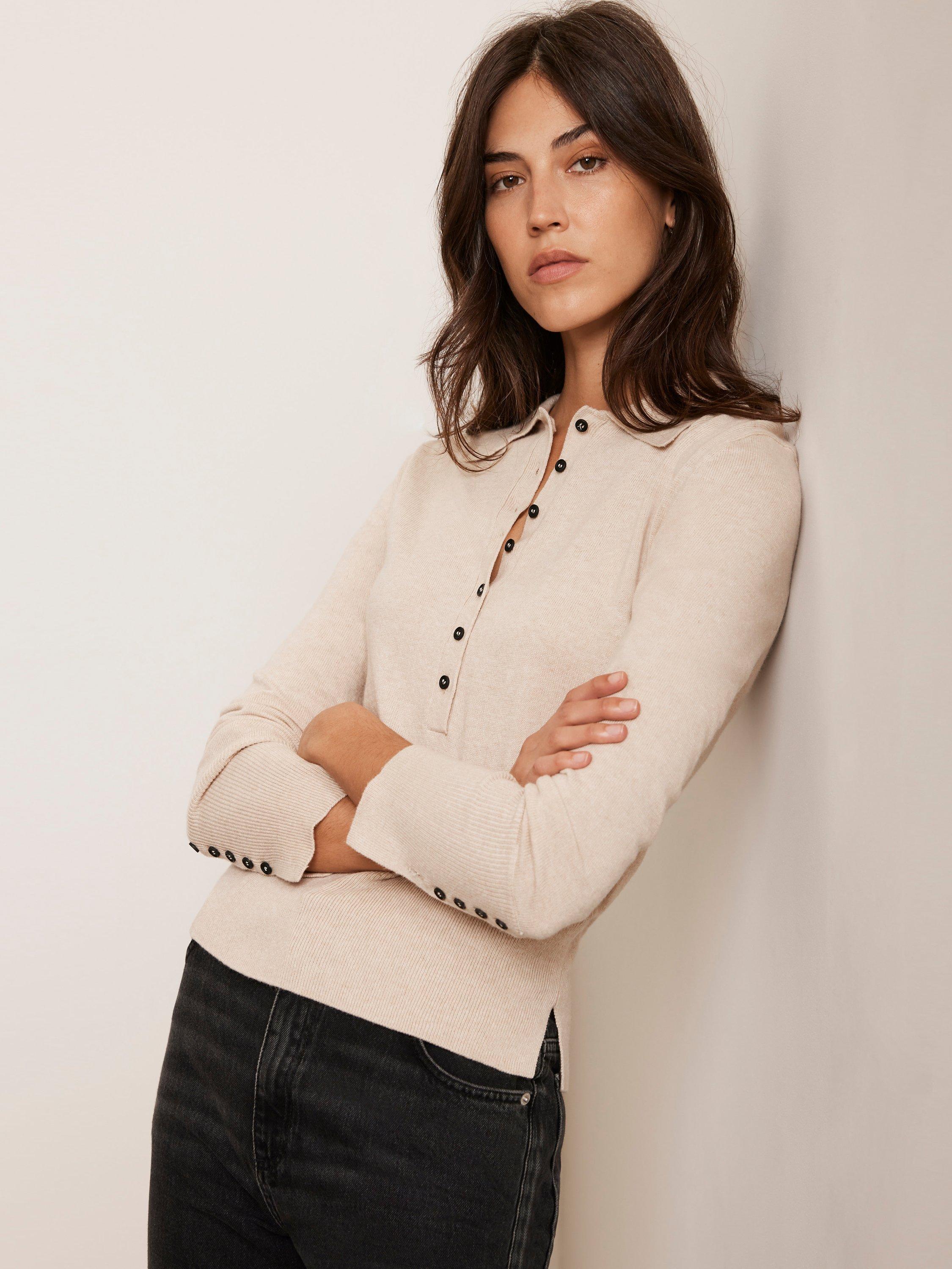 Mint Velvet Cotton Blend Knitted Top, Natural