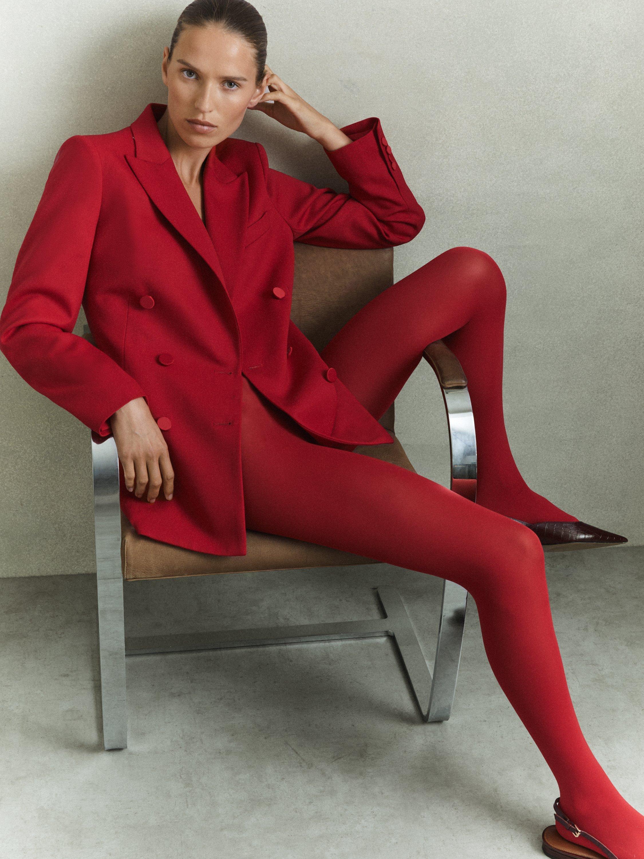 Product image 1 of 5, which shows Reiss Anna Double Breasted Jacket, Red, 6