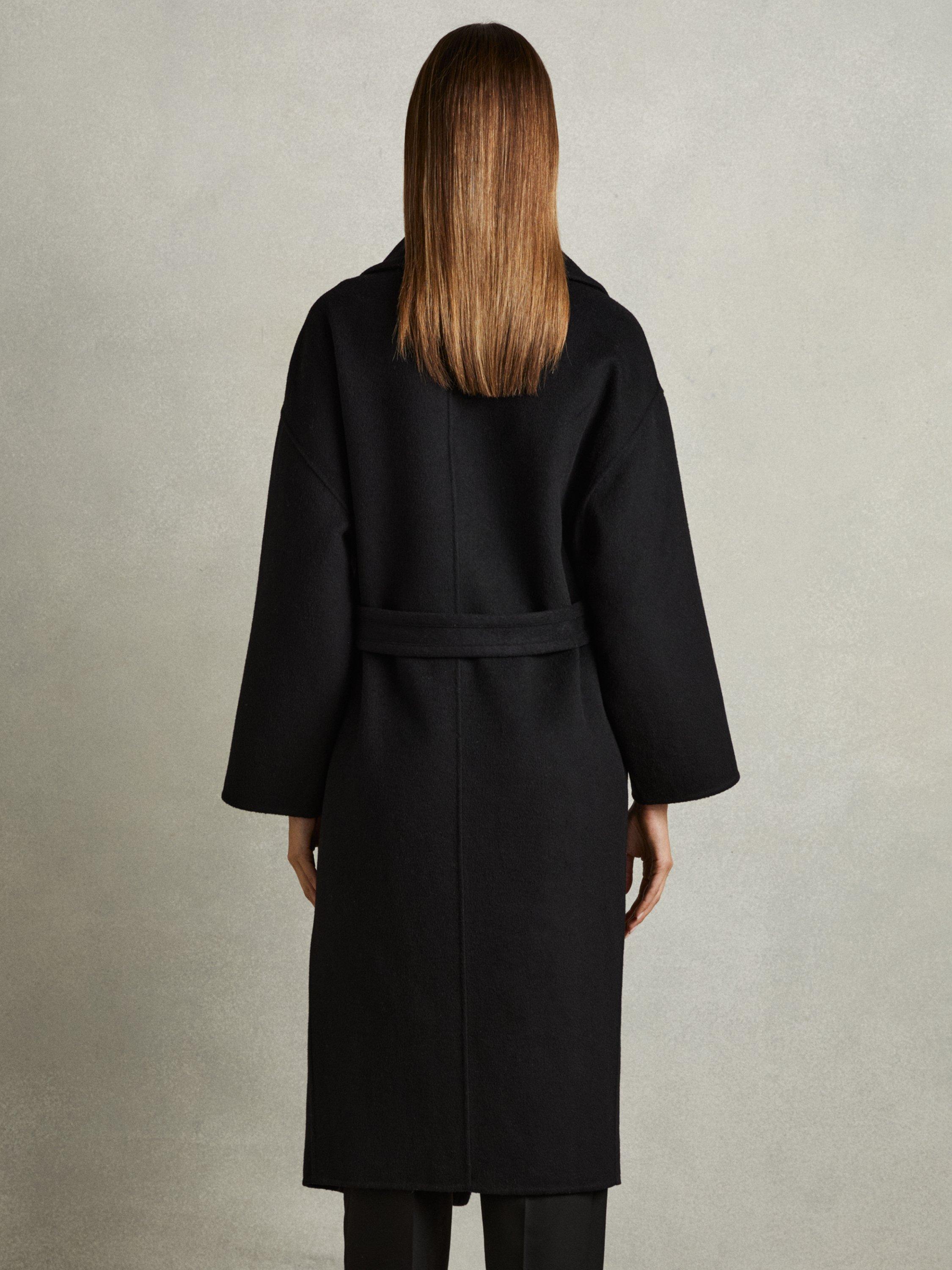 Product image 2 of 5, which shows Reiss Bridget Wool Rich Blindseam Coat, Black, 8