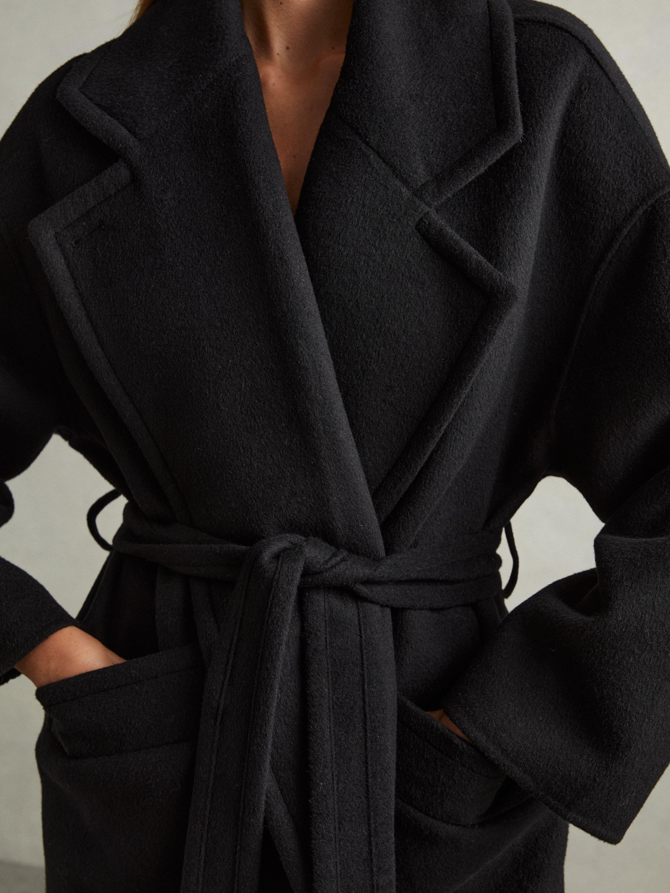 Product image 4 of 5, which shows Reiss Bridget Wool Rich Blindseam Coat, Black, 8
