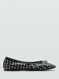 Mango Rolar Studded Bow Detail Ballerina Pumps, Black