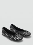 Mango Rolar Studded Bow Detail Ballerina Pumps, Black