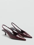 Mango Vino Croc Effect Slingback Court Shoes, Dark Red