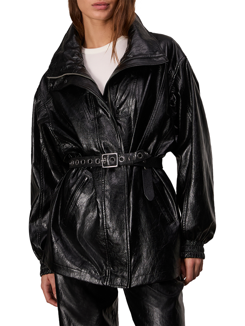 Product image 1 of 5, which shows rag & bone Monica Faux Leather Coat, Black, XXS