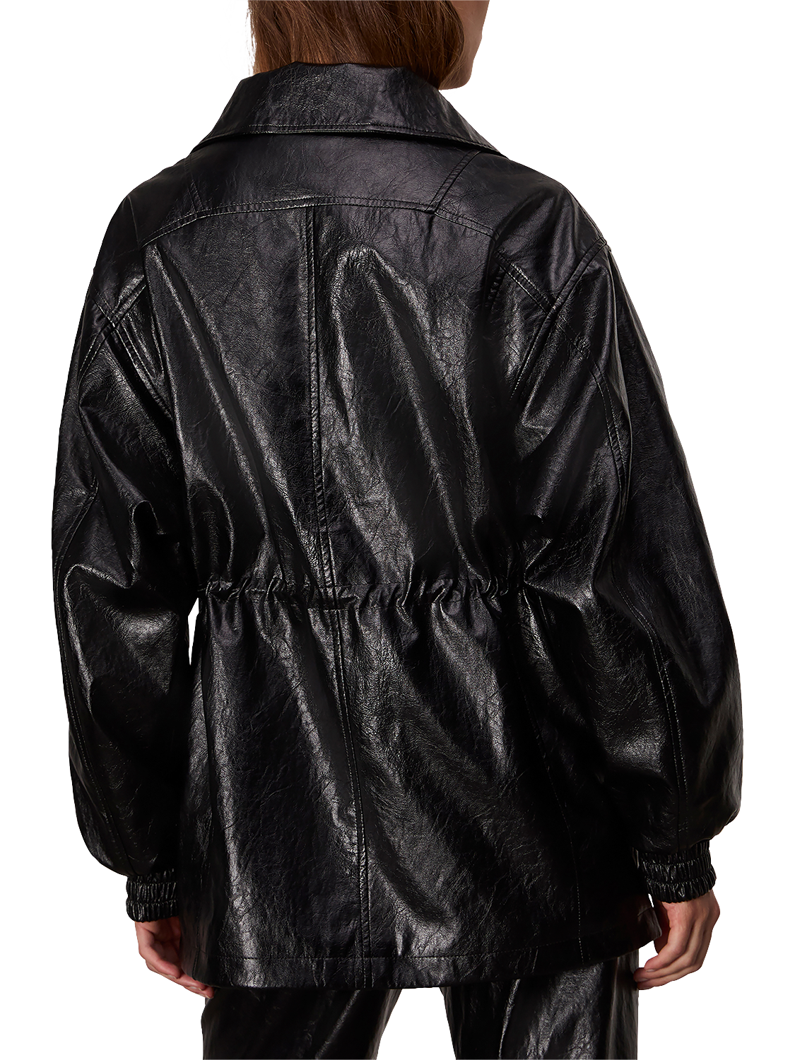 Product image 3 of 5, which shows rag & bone Monica Faux Leather Coat, Black, XXS