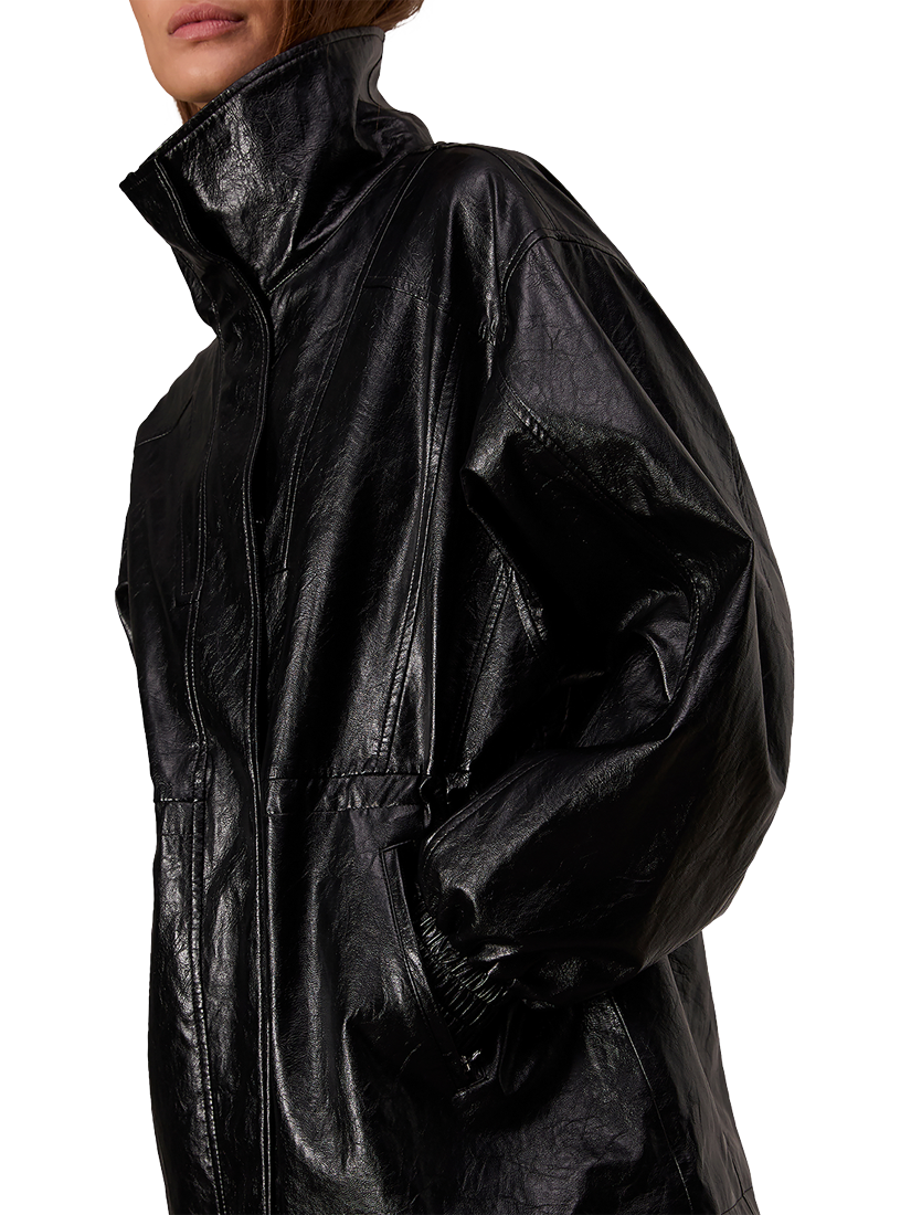 Product image 4 of 5, which shows rag & bone Monica Faux Leather Coat, Black, XXS