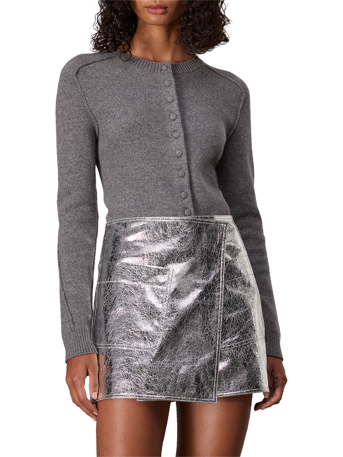 Product image 2 of 5, which shows rag & bone Kyla Faux Leather Skirt, Silver, 6