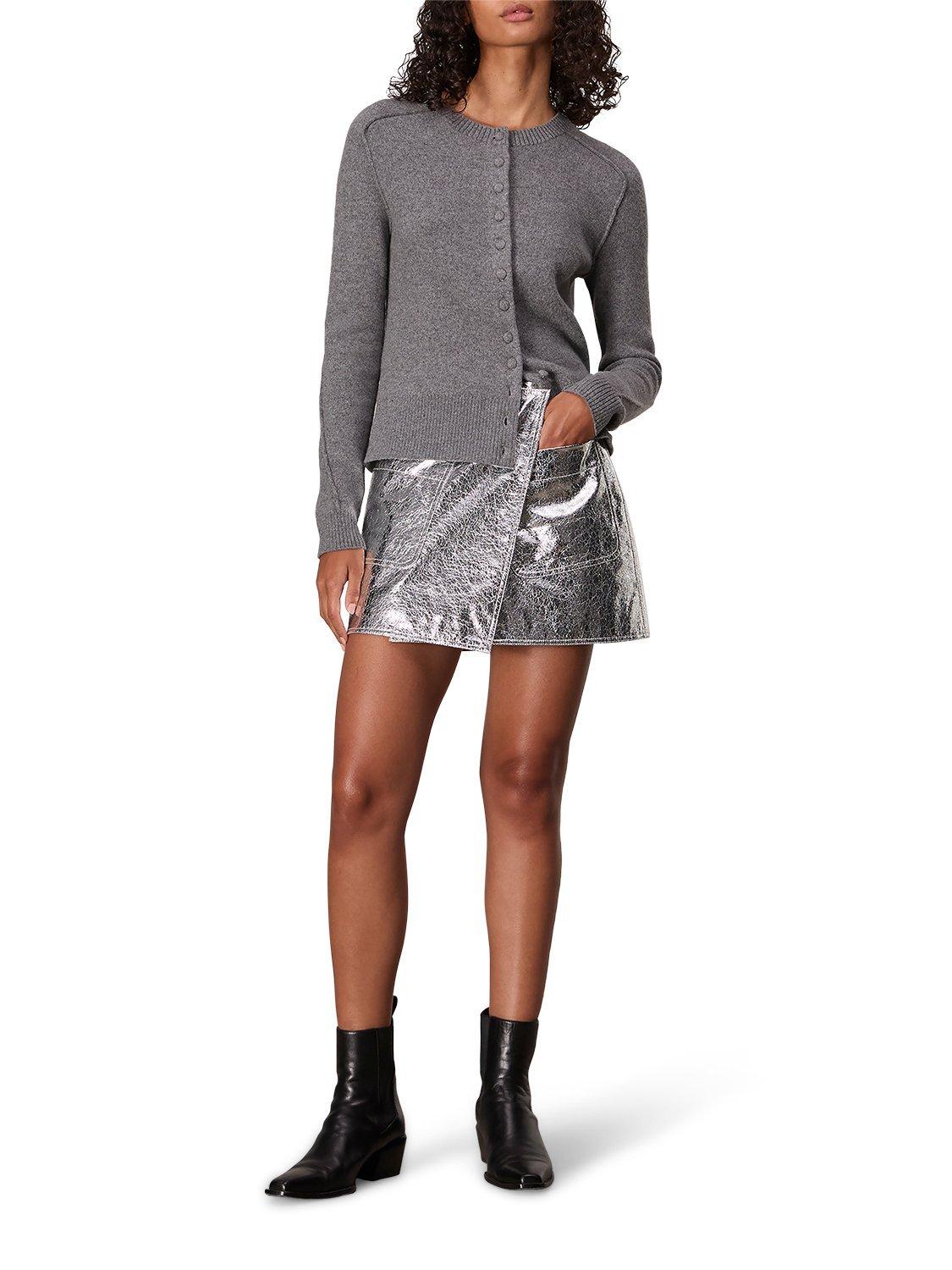 Product image 4 of 5, which shows rag & bone Kyla Faux Leather Skirt, Silver, 6