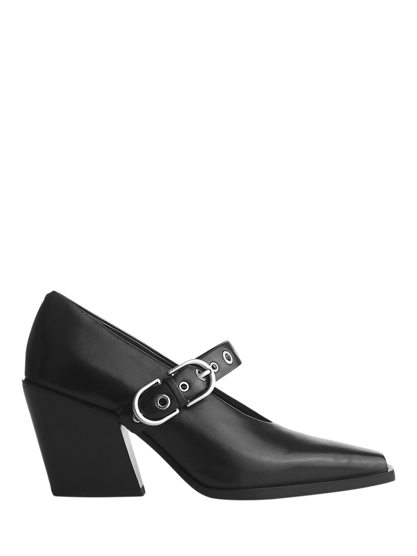 Product image 1 of 2, which shows rag & bone Joni Stack Heel Leather Mary Jane Shoes, Black, 5