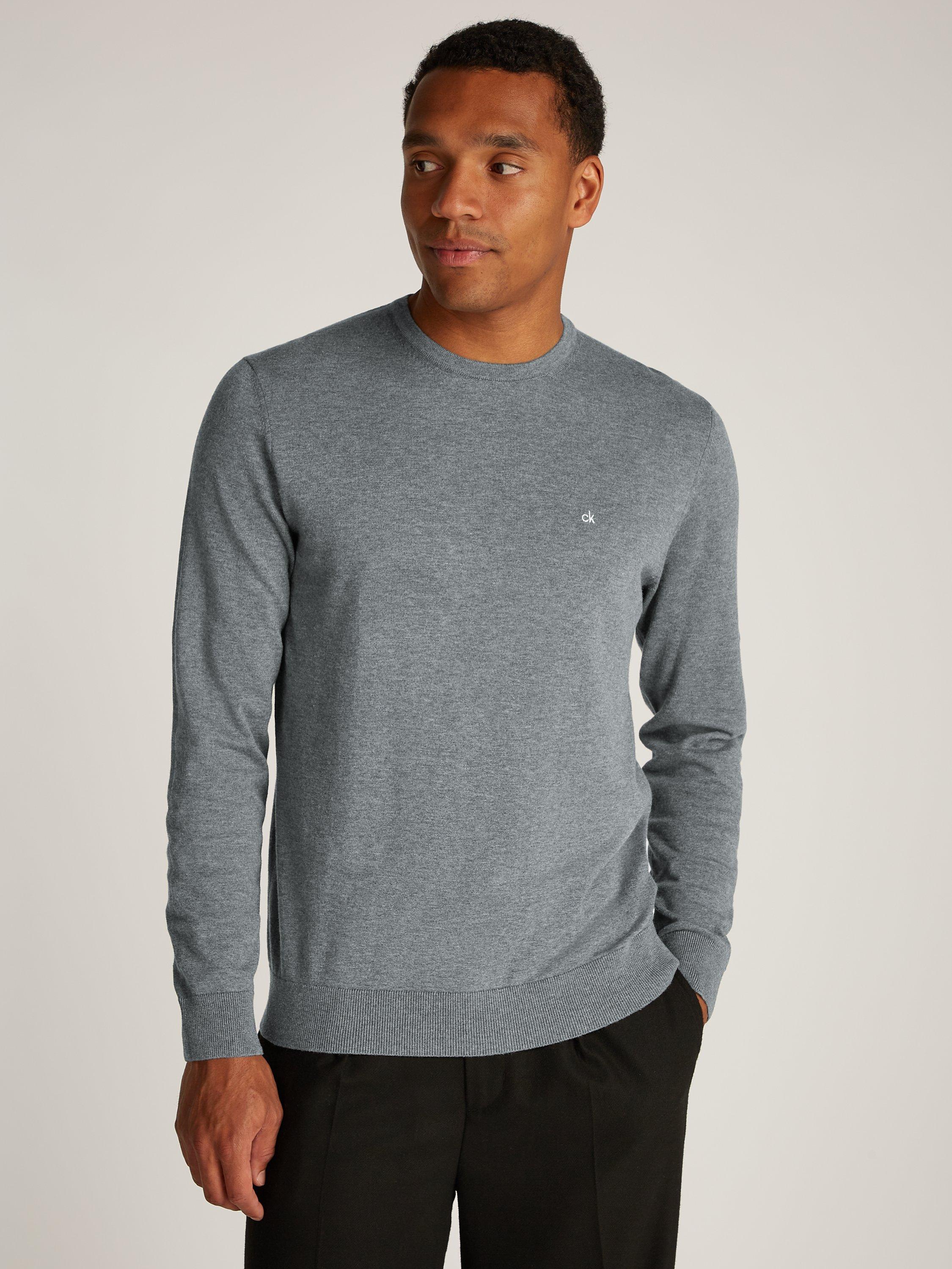 Calvin Klein Cotton & Silk Blend Jumper, Grey Heather