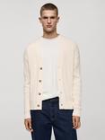 Mango Mars Cable Knit Cardigan, Cream