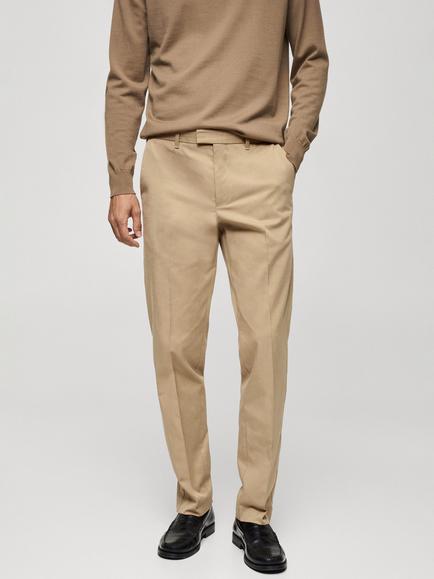 Mango Nicco Regular Fit Trousers, Beige