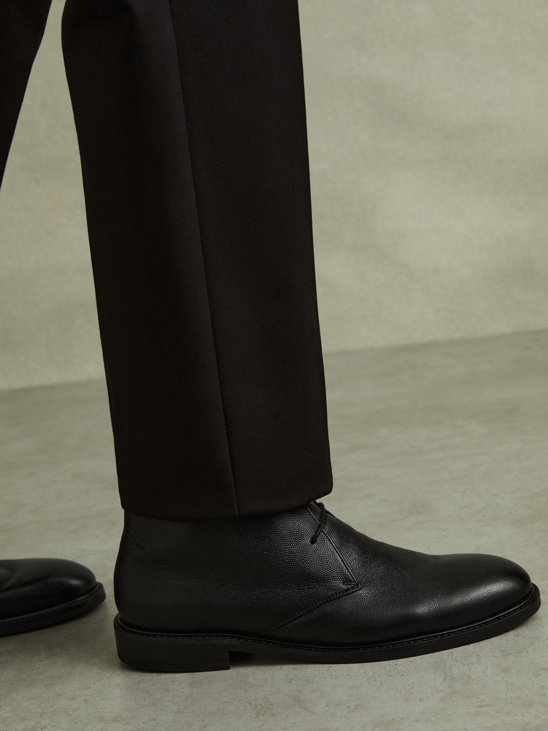 Product image 3 of 5, which shows Reiss Cooper Leather Desert Boots, Black, 7