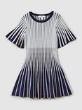 Reiss Kids' Ice Metallic Contrast Ribbed Dress, Silver