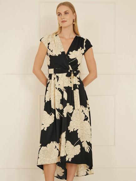 Yumi Blossom Wrap Midi Dress - view 2, Black/Multi