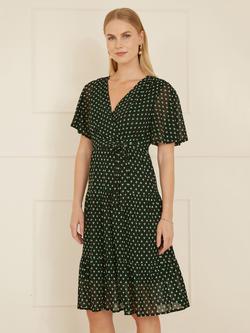 Yumi Dot Mesh Dress, Black, Black