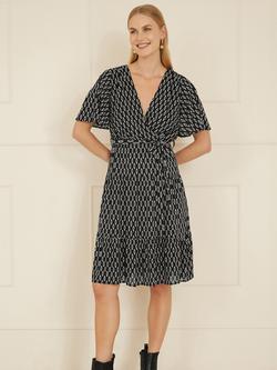 Yumi Geometric Print Mesh Dress, Black - view 2, Black
