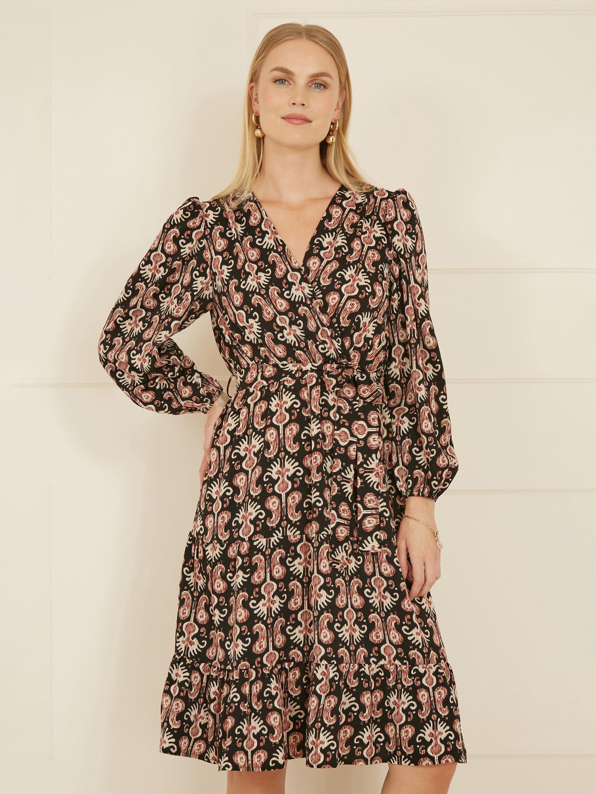 Product image 1 of 3, which shows Yumi Ikat Skater Dress, Black, 8